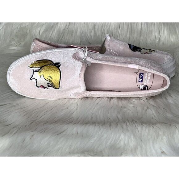 Keds Women 9.5 Betty & Veronica Triple decker Velvet Pink slip on sneaker - New - Picture 4 of 7
